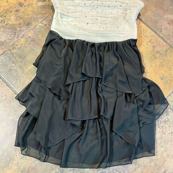 BCX Girl Black White Rhinestone Dressy Party Dress 12 - Picture 3 of 12